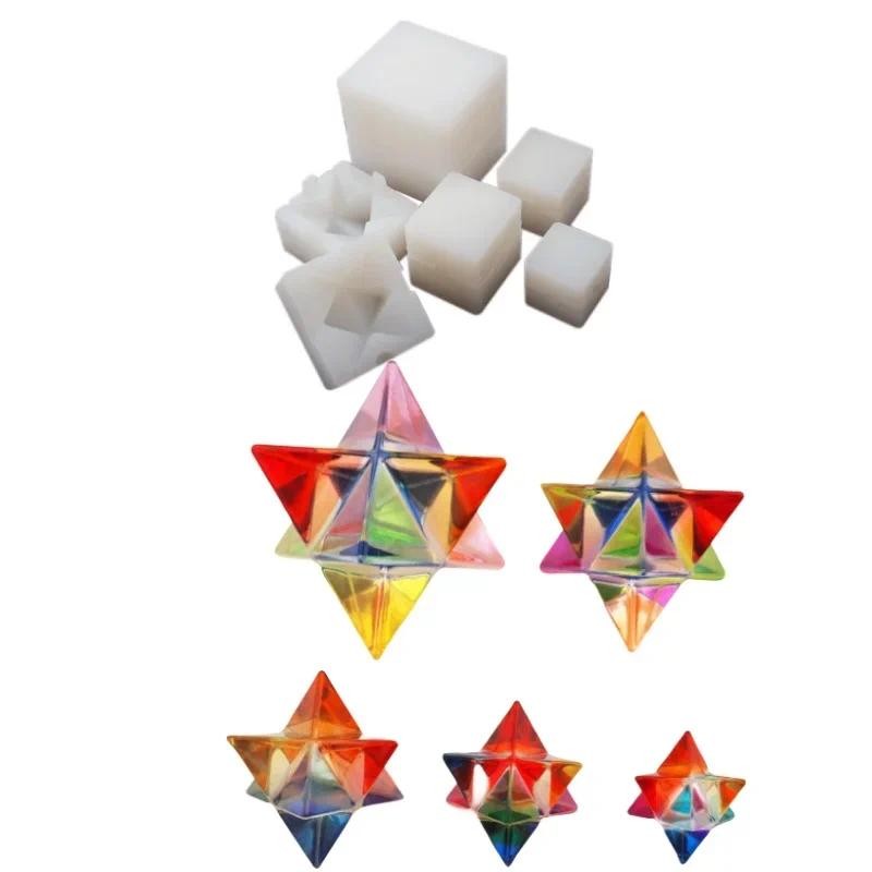 

Merkaba Star Resin Silicone Molds 5-in-Set 3D Chakra Stones Epoxy Tray Assorted Sizes for Healing Crystal Necklace Pendant Soap