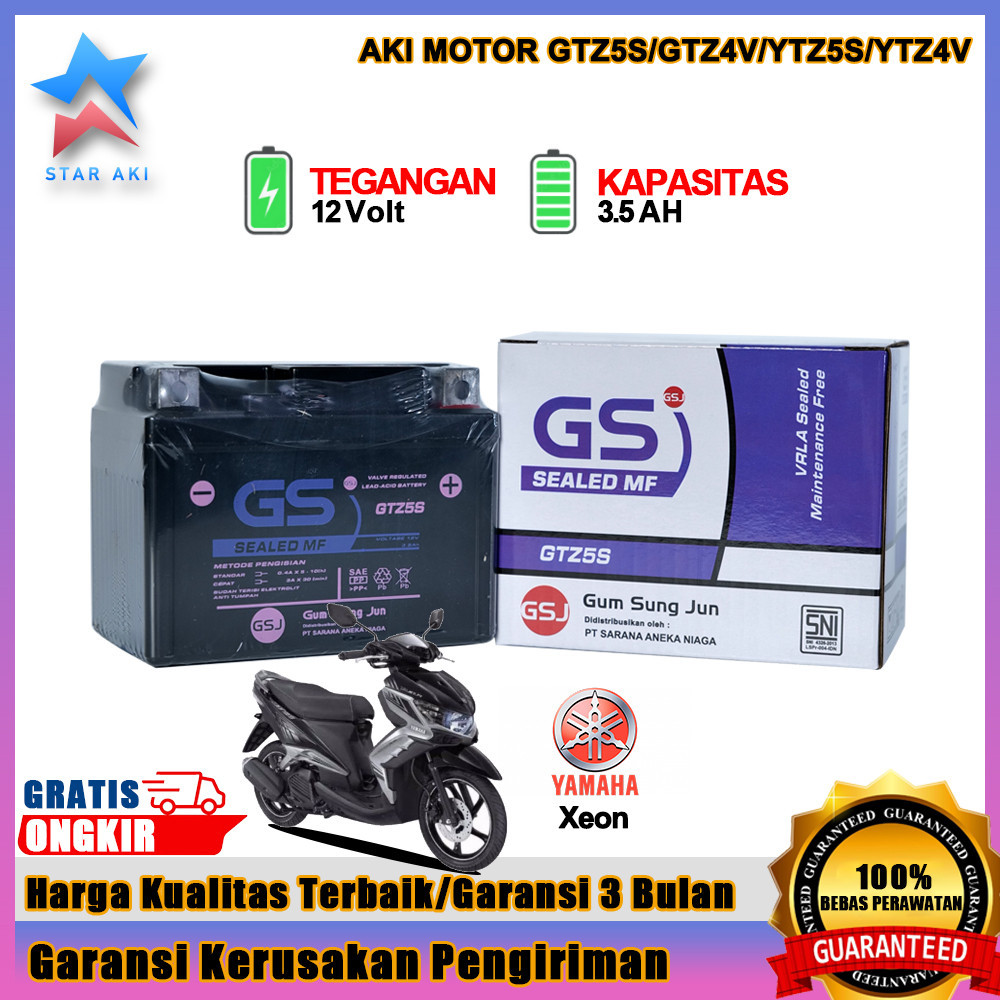 BOBUNSHOP  Aki Motor Yamaha XEON Aki Kering Accu Kering MF GTZ5S