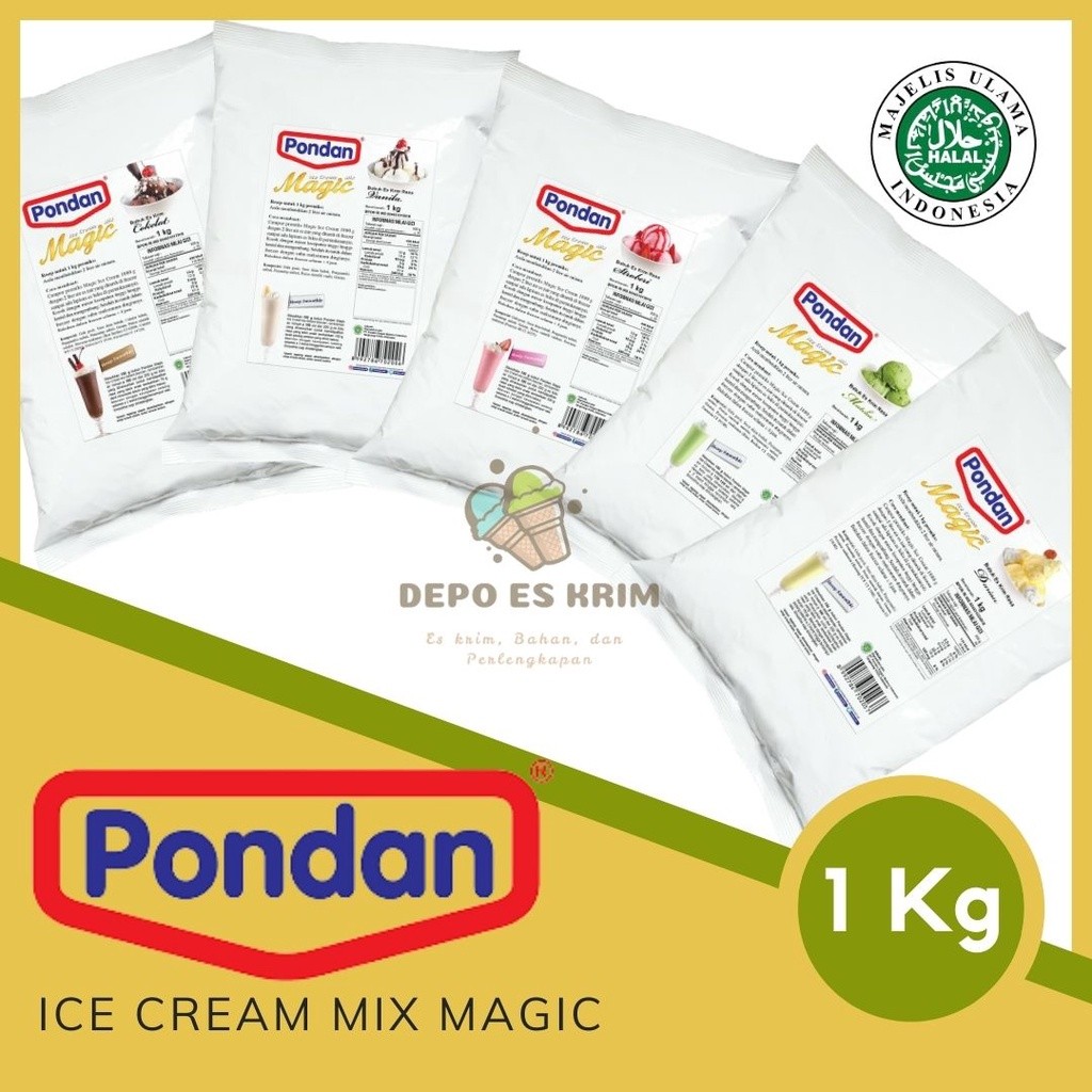 

PONDAN Magic Ice Cream 1 Kg ( Bubuk / Bahan / Tepung Premiks Es Krim Bulky 1Kg )
