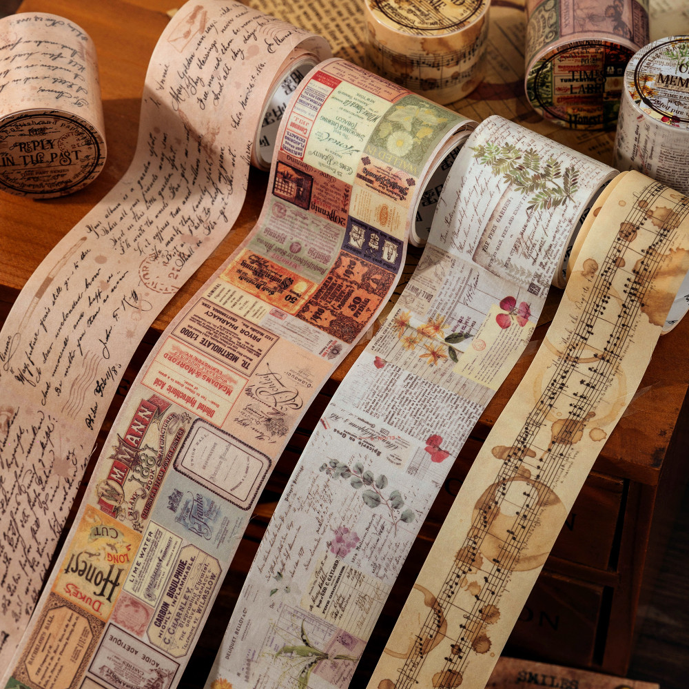 

Journamm 30mm/40mm/50mm*2m Vintage Washi Tapes 35cm Cycle DIY Scrapbooking Decor Junk Journal Collage Stationery Craft Tapes