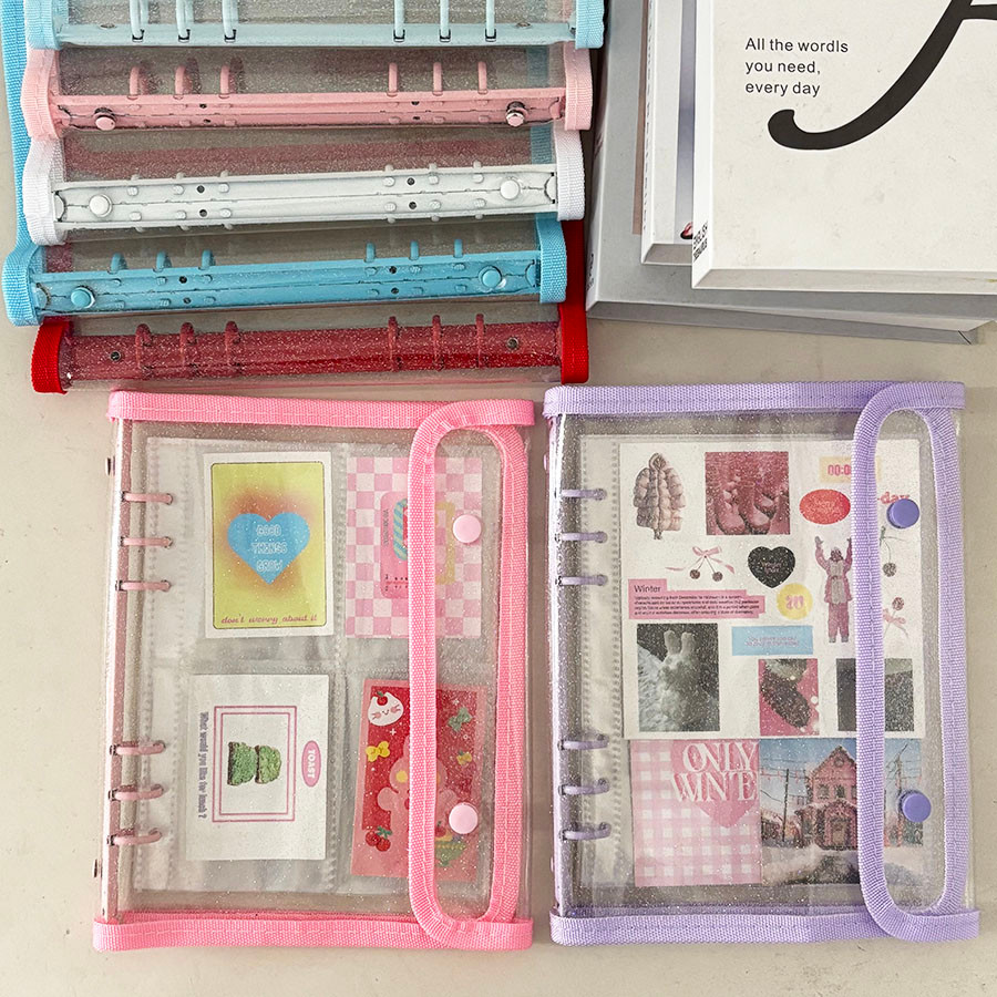 

SKYSONIC A5 Binder Double-Buckle Cover, 10pcs Refill Sleeves Bags, DIY Loose Leaf Photo Collect Book, Kpop Organizer Holder