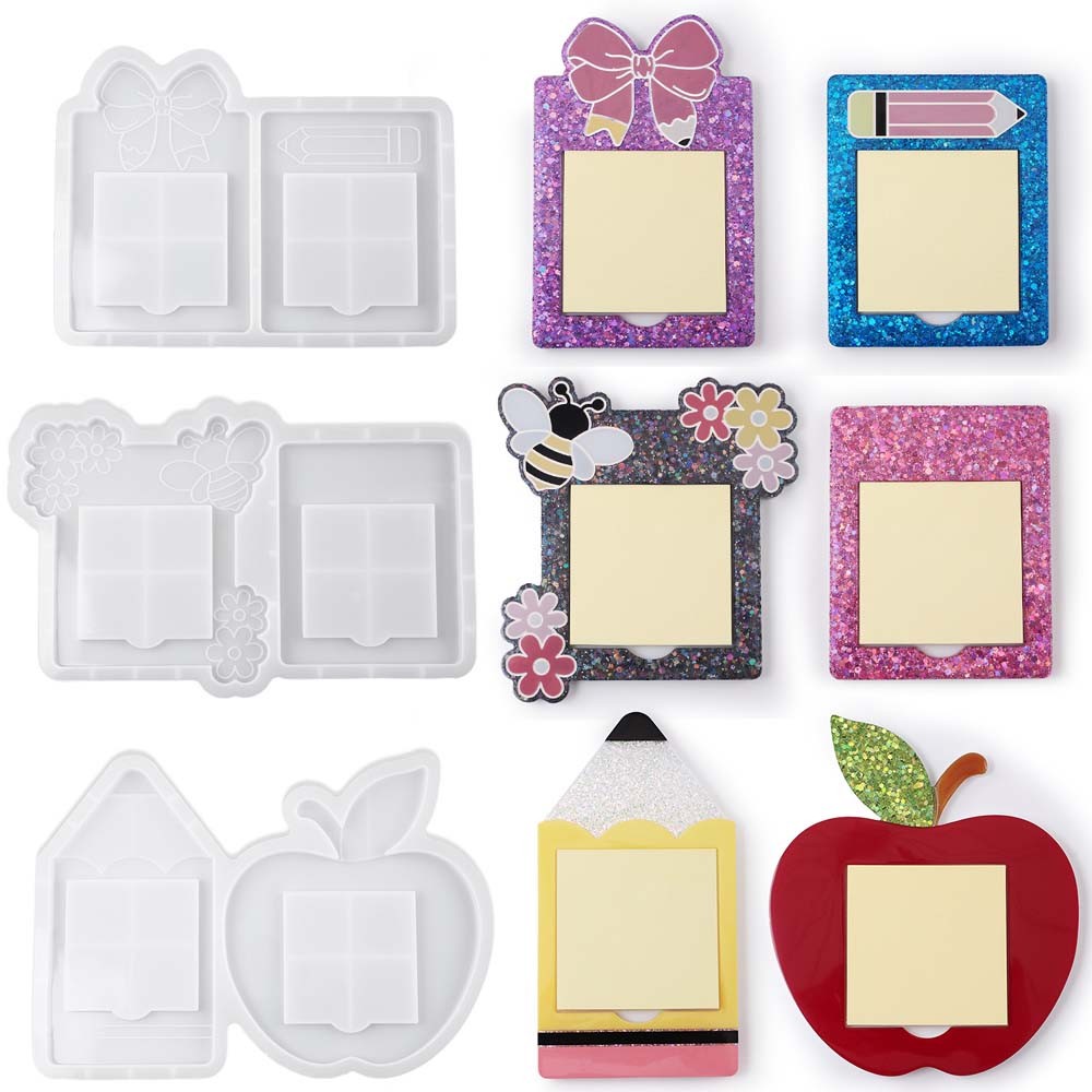 

Epoxy Resin Sticky Note Organizer Silicone Mold DIY Bee Apple Memo Storage Box Making Molds Stationery Pencil Holder Craft Gifts