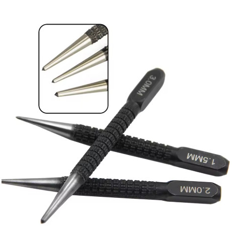 

3Pcs/Set Center Punch Non Center 1.5mm/2mm/3mm Positioning Drilling Fixer Nail Punch Pin Metal Wood Marking Drilling Tools