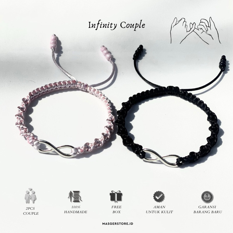 [Infinity] Couple Bracelets | 2 Pcs Gelang Persahabatan Gelang Serut Infinity Gelang Couple