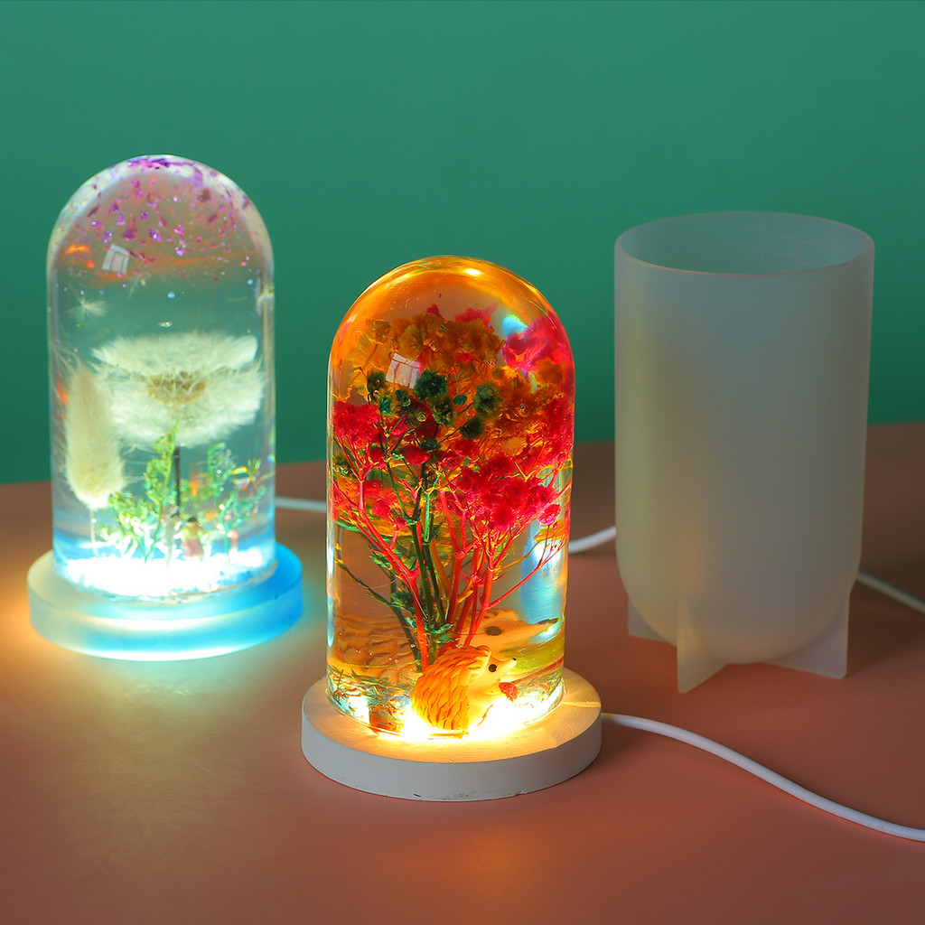 

DIY Crystal Epoxy Resin Mold Led Night Light Ornament Spherical Lamp Holder Cylindrical Silicone Mold