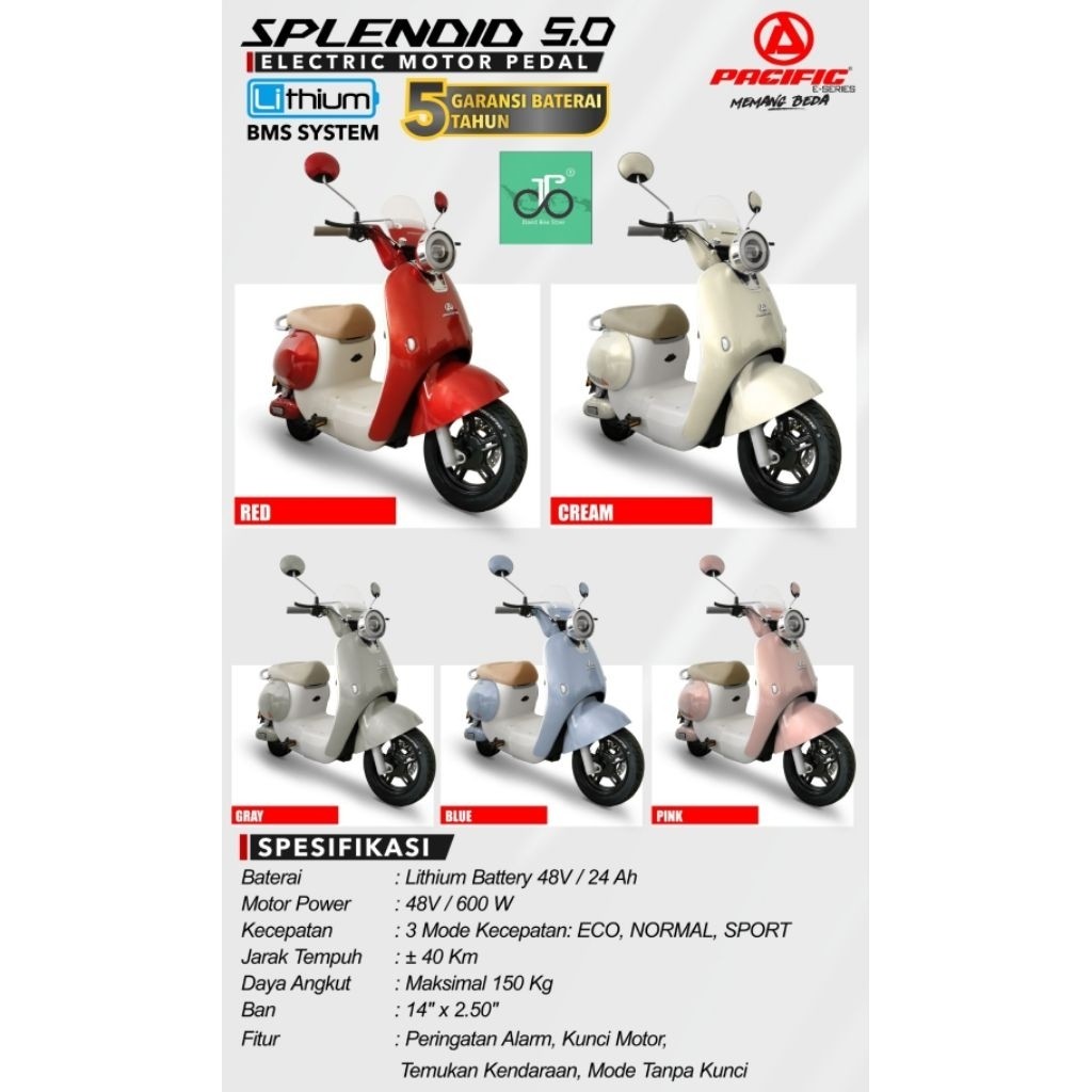 Sepeda Listrik Pacific Splendid 5.0 Lithium NEW