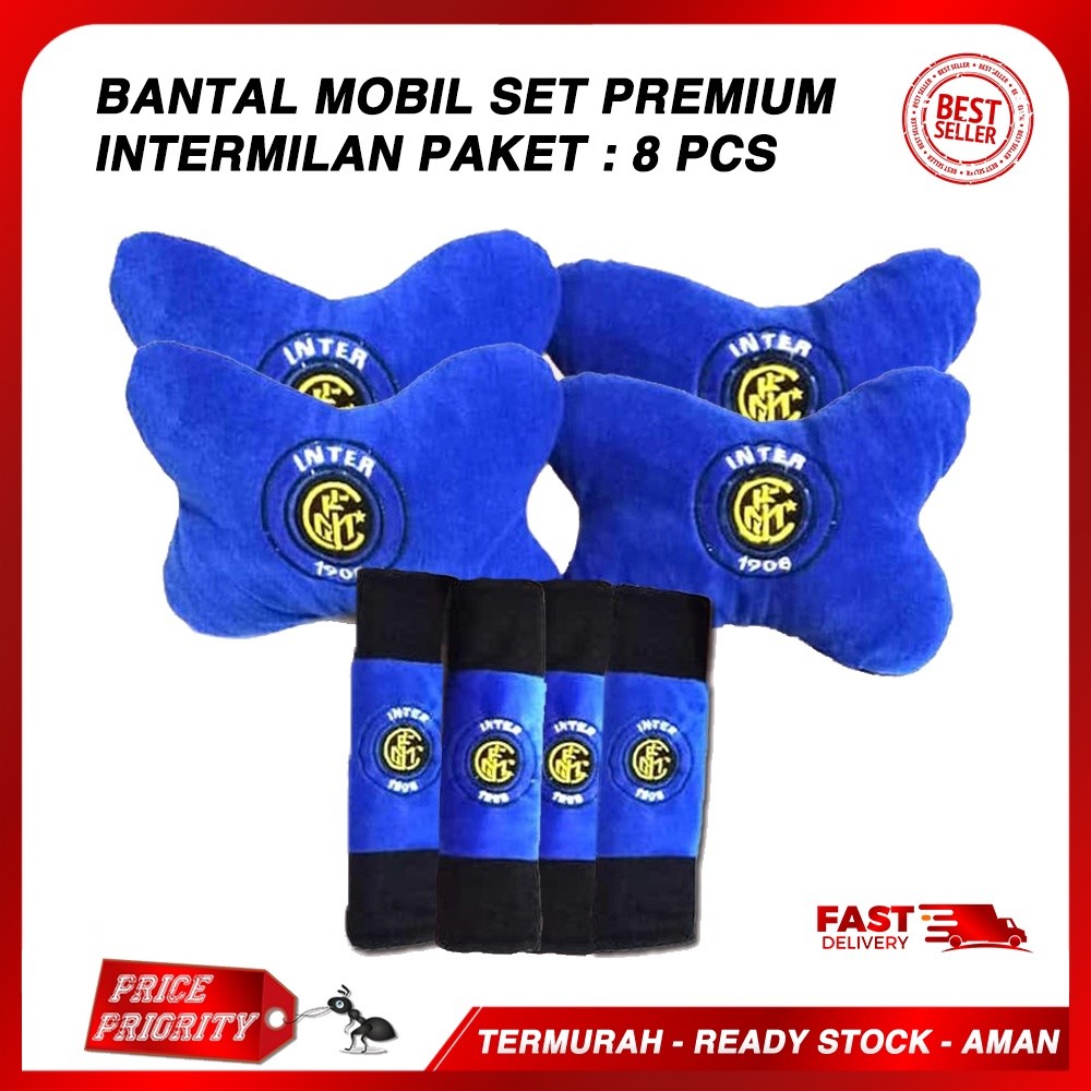 NAJMHSHOP SET AKSESORIS BANTAL MOBIL 8 PCS BANTAL JOK MOTIF INTERMILAN INTER MILAN