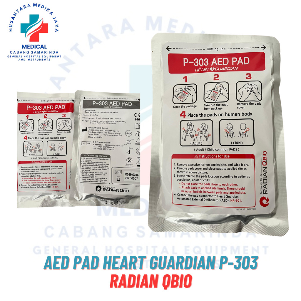 AED PAD Heart Guardian P-303 Radian QBio