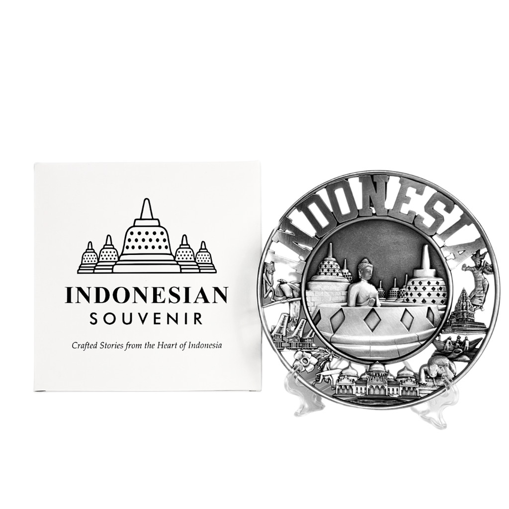 

Souvenir pajangan piring oleh oleh Indonesia + Dus premium