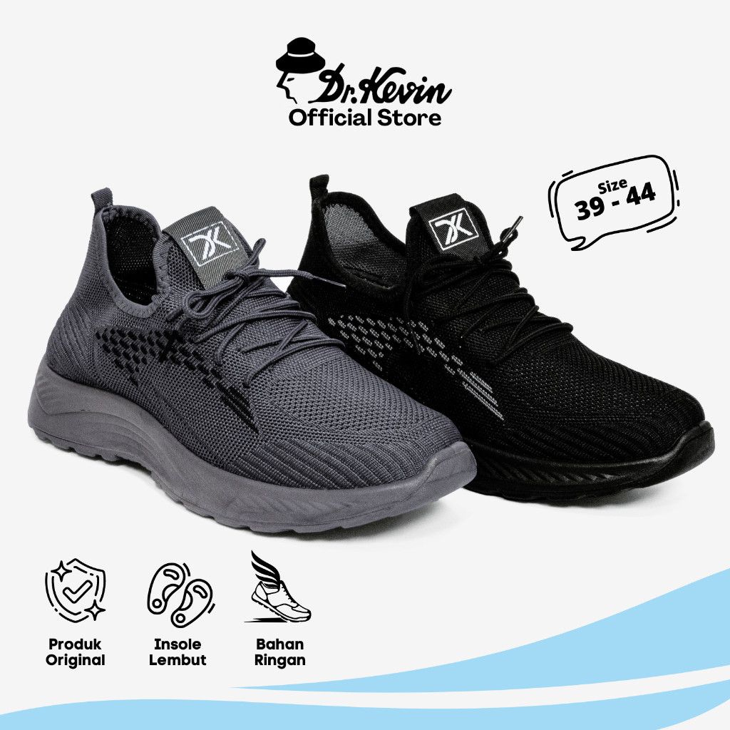 Dr. Kevin Sepatu Sport Pria Men Sneakers Sekolah Flyknit Tali 889-074