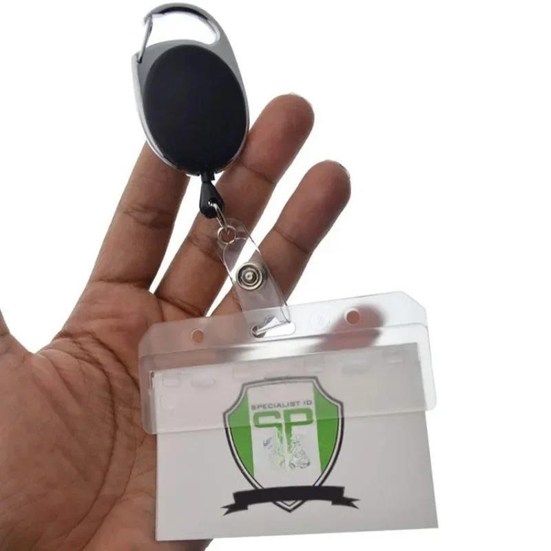 

1 Piece Office Worker ID Card Holder with Badge Reel Clips Simplicity Keychain Holder ID Name Tage Cover Case Office Supplies