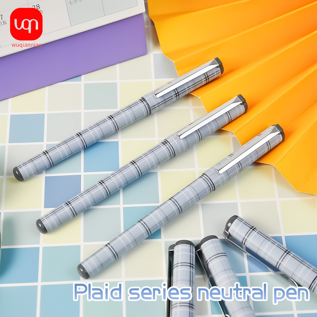

WQN-3/6/12PCS Plaid Series Gel Pen 0.5mm Nib Smooth Writing Black Ink For Examination And Office Stationery