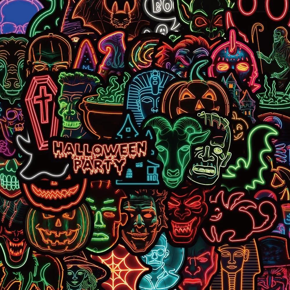

50PCS New Neon Halloween Sticker Pack Cartoon Creative Anime iPad Luggage Guitar Car Chair Decoration Waterproof