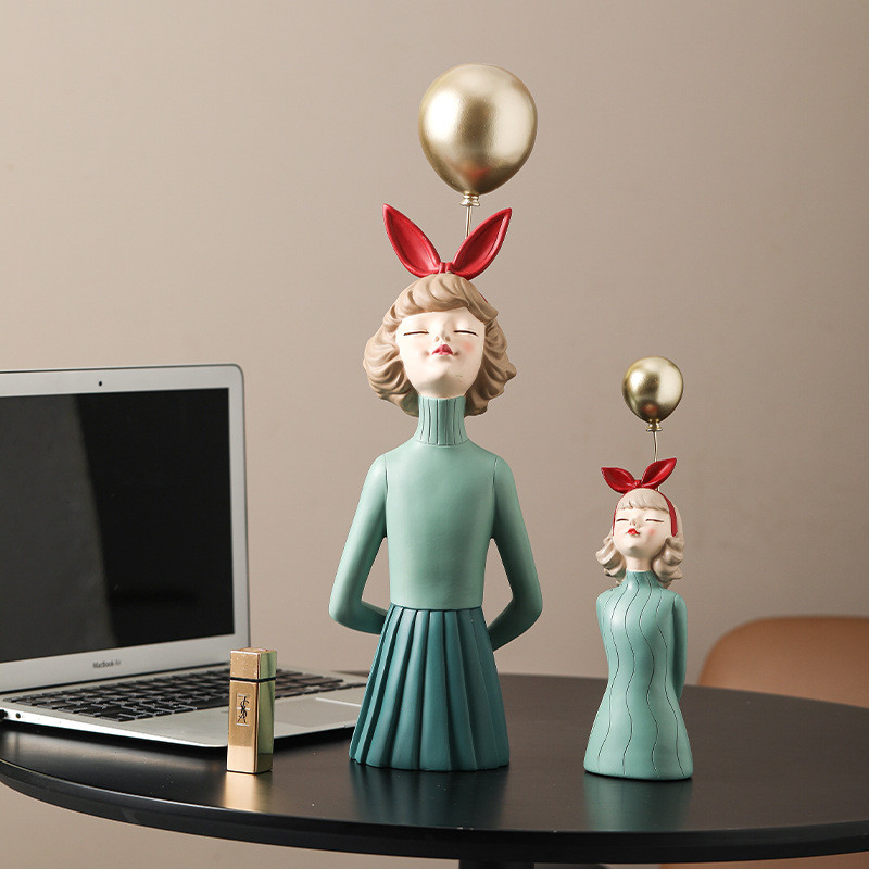 

Nordic Butterfly Balloon Girl Resin Figurines Room Decor Accessories Kawaii Dressing Table Crafts Statue Birthday Gift for Girl