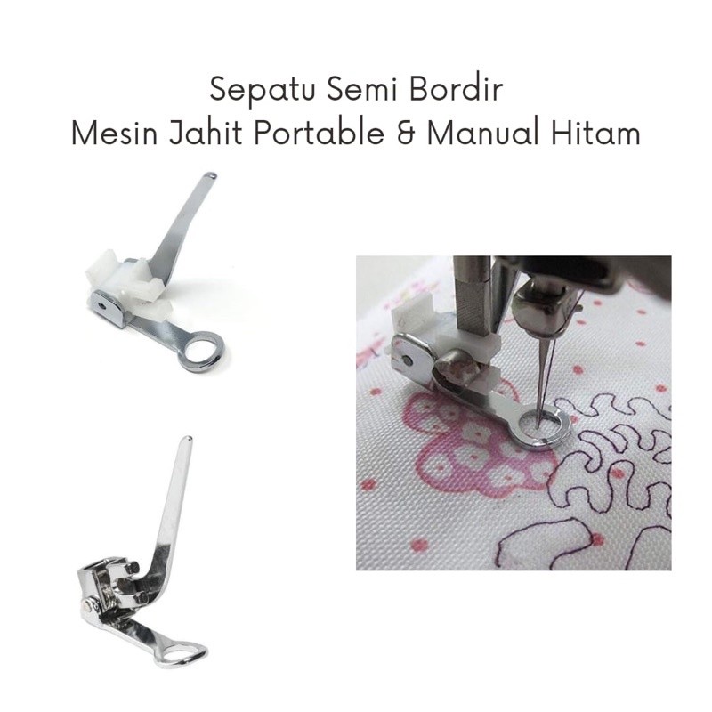 Sepatu bordir/ semi bordir mesin jahit portable/ manual hitam