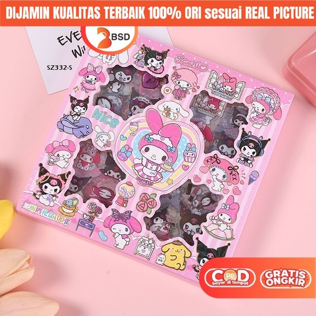 

BSD Mainan Sticker Tempel Melody Kuromi DIY Kreatifitas Anak Perempuan KKV 3 4 5 7 Tahun Isi 100Pcs