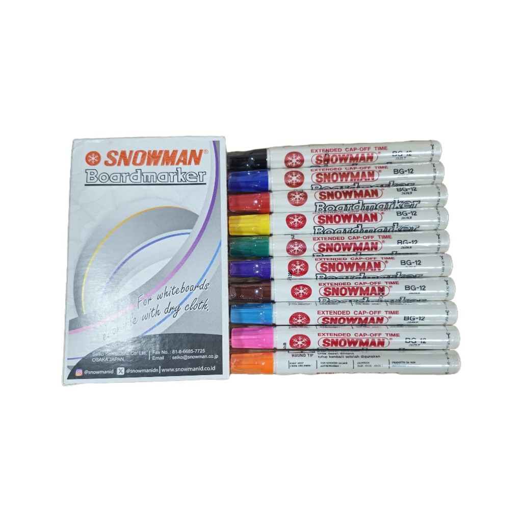 

Spidol BG12 Whiteboard SNOWMAN (Hitam Black) BG-12 Marker Papan Tulis