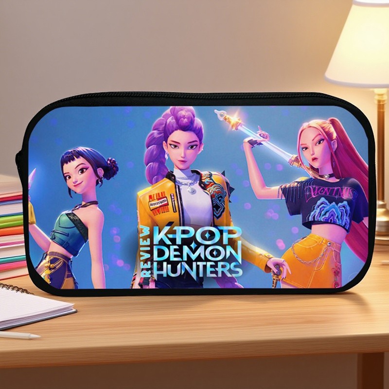 

Cartoon Pencil Case Demon Hunters Storage Bag for Women Girls Makeup Pouch Kpop Demon Hunters Pen Holder Cosmetic Bag