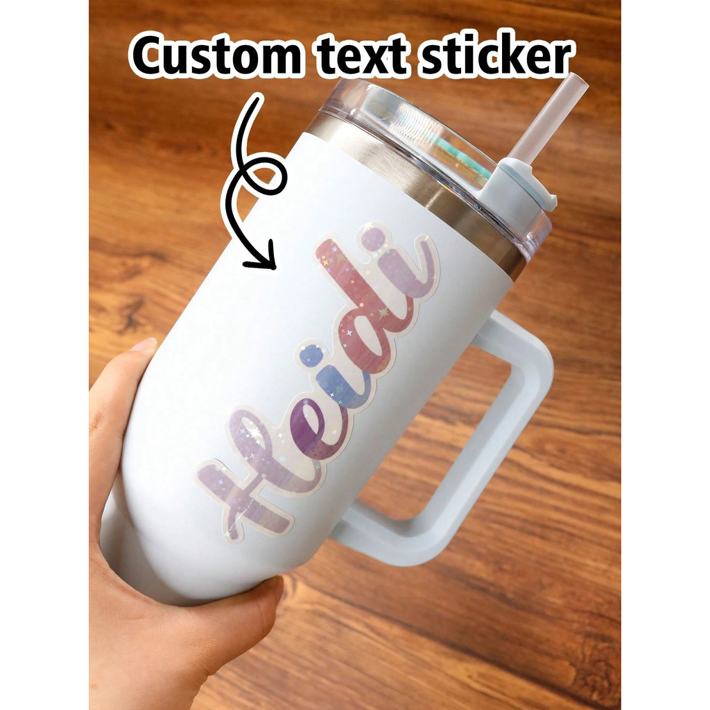 

Custom Holographic Water Bottle Name Stickers Star Design For Notebooks Computers Kids Mothers Gift