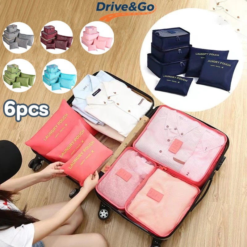 Tas Travel Organizer 6 in 1 Storage Bag Praktis Organizer Pouch Set Tas Koper Polos Tas Penyimpanan