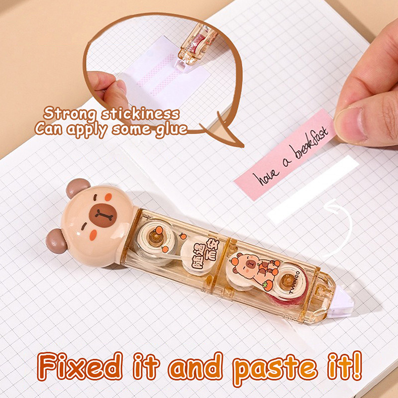

5 Item Capybara Themed Stationery Set: Pencil Container, Ruler, Eraser, Correction Tape, Sharpener