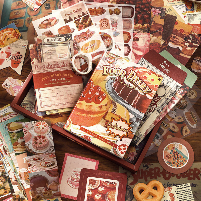 

1Style 154Pcs/set Vintage Loose-leaf Book Material Decor Gift Box Set Creative DIY Journal Collage Stationery