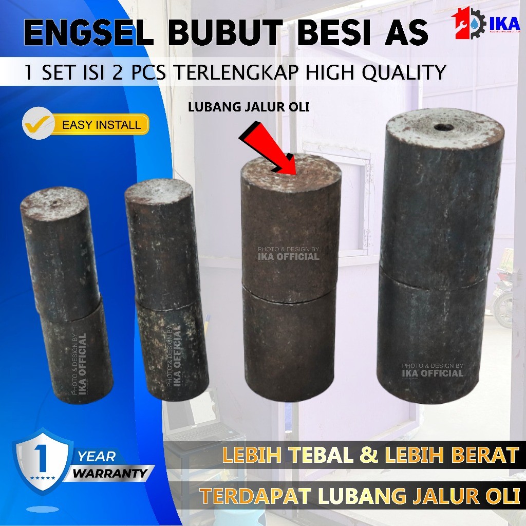 Engsel Bubut 7/8 - 1 - 11/2 - 11/4 Engsel Pintu pagar Besi AS / engsel bubut besi as ½in besi as eng