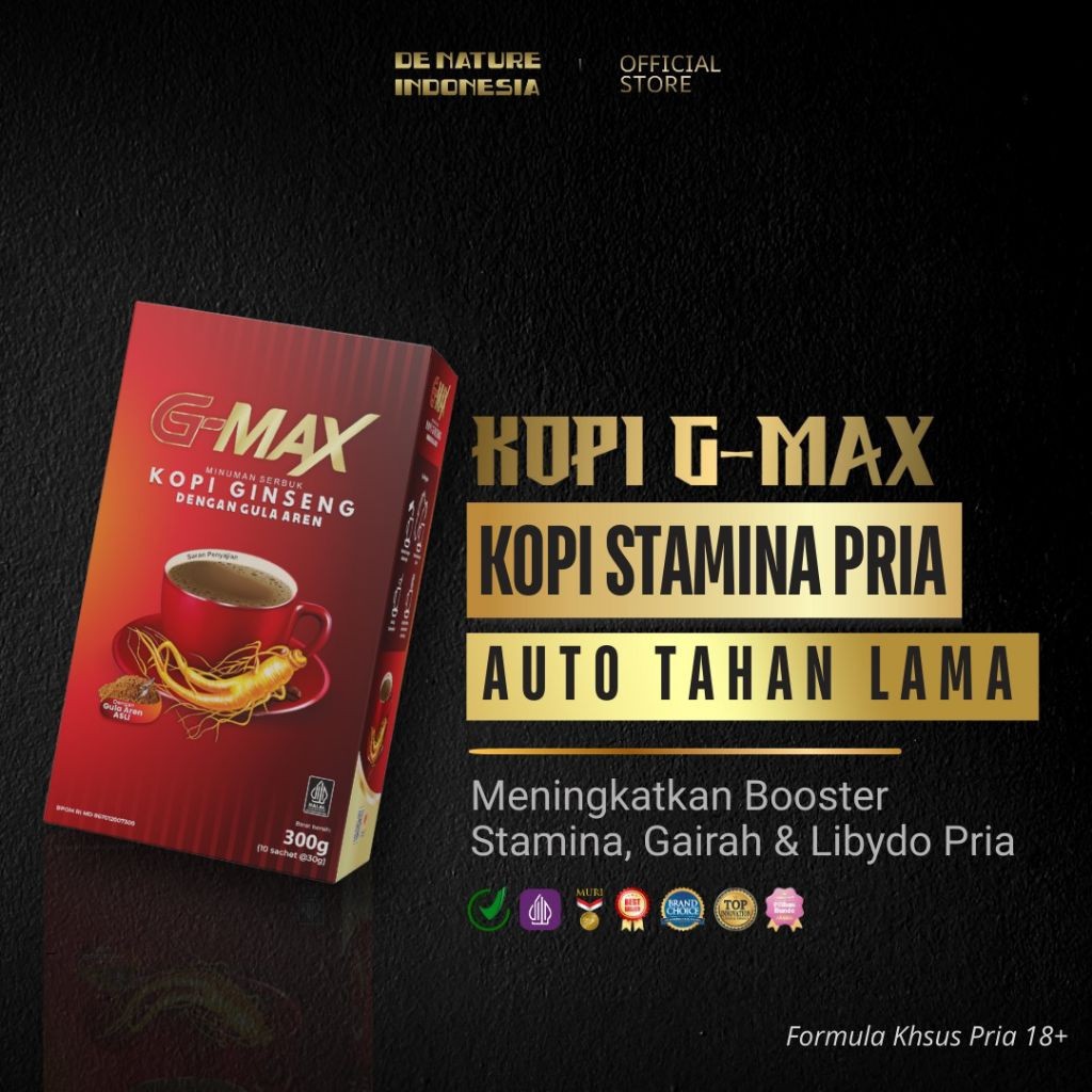 

New KOPI G-MAX MINUMAN GINGSENG ORIGINAL BPOM 1 BOX ISI 10 SACHETPremium