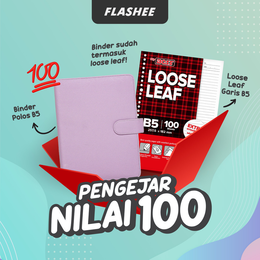 

Flashee Paket Binder B5 26 Ring Sudah Termasuk Loose Leaf 100 Lembar Paket Agenda Pengejar Nilai 100
