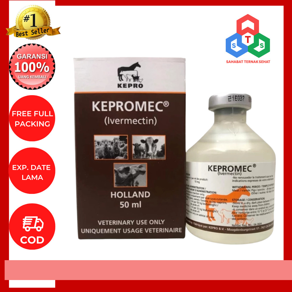 KEPROMEC INJEKSI 50 ml - obat cacing, gudig, scabies, gurem hewan