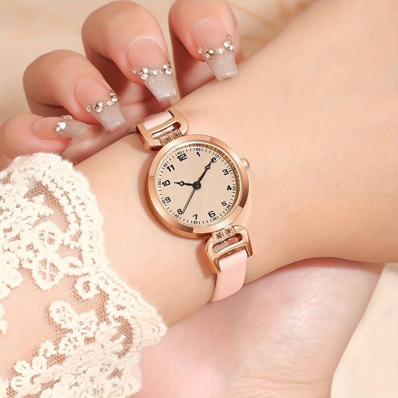 BESTPROMO 2pcs Set Jam Tangan Kuarsa Fashion Elegan Wanita Set Jam Tangan Hias Jam Tangan Wanita