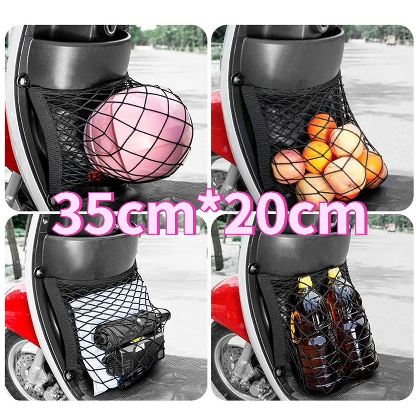 35*20CM Jaring Helm Barang Bagasi Motor Tas Jaring Mesh Penyimpanan Sepeda Helmet Dua Layer Elastisi