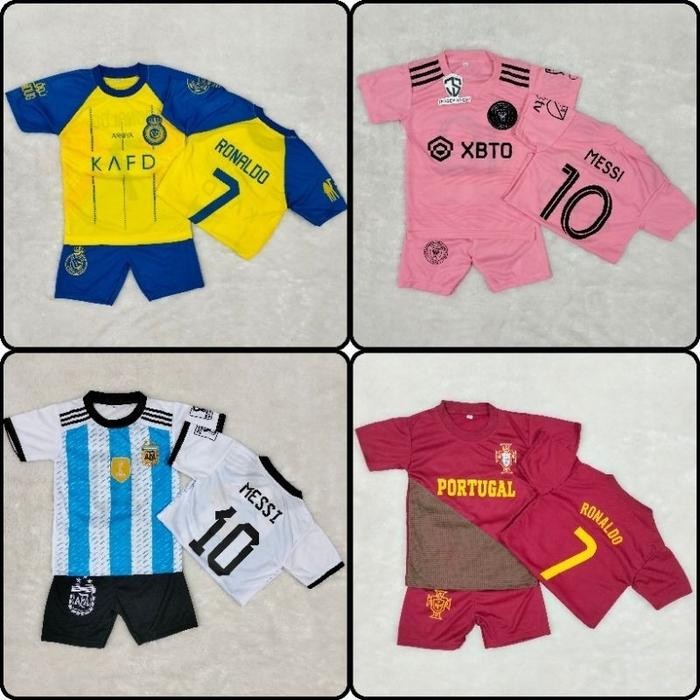 SETELAN BAJU BOLA ANAK RONALDO TERMURAH / JERSEY BAJU BOLA ANAK INTER MIAMI MESSI TERBARU / KOAS OLA
