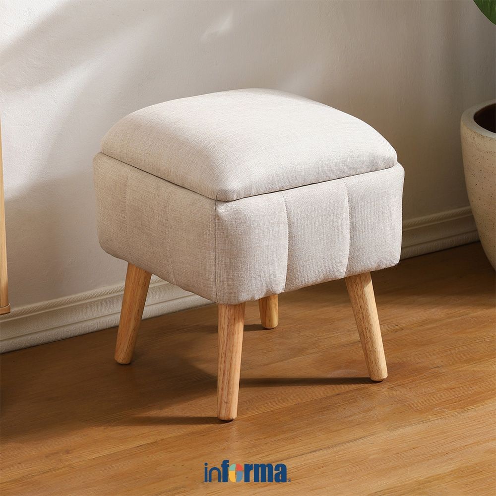 Informa Indigo Bangku Fabric - Krem Multipurpose Stool Bangku Makan Cafe Restoran Serbaguna Furnitur