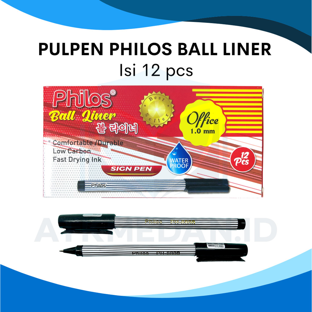 

PULPEN PHILOS BALL LINER 1.0MM TINTA HITAM PER BOX ISI 12PCS