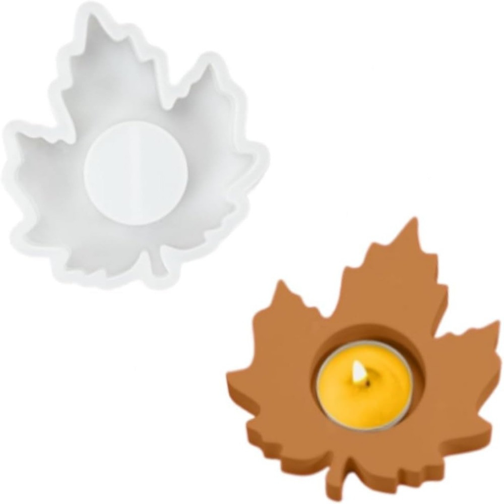 

Maple Leaf Concrete Candle Holder Reusable Silicone Mold DIY Thanksgiving Craft Home Decoration Mould