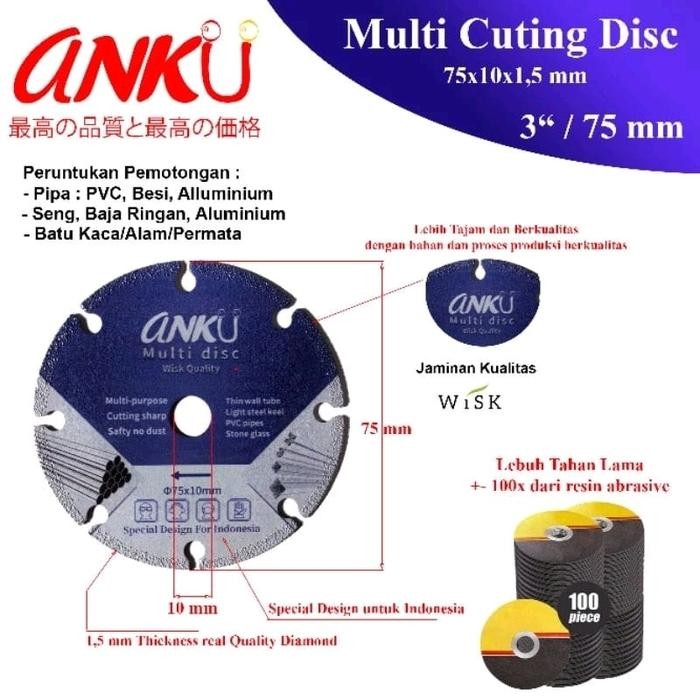 

READY Diamond Multi Cuting Wheel 3 inch, ukuran 75mmx10mm