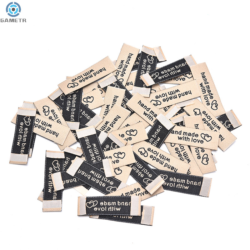 

50Pcs Handmade Tags Handmade Polyester Faux Leather Knitting Label For Clothes With Love PU Label For Bag Sew Accessories