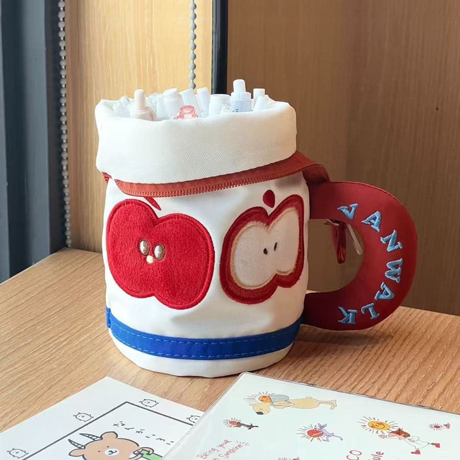

Cute Teacup Shape Pen Bag with Handle Cartoon Pencil Case Large Capacity Pen Holder Students