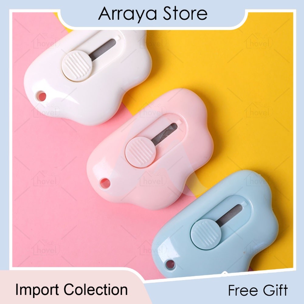 

Cutter Mini Silet Kecil Pisau Pembuka Paket Pemotong Kertas Lucu Portable Bentuk Awan Warna Warni 【Arraya Shop】