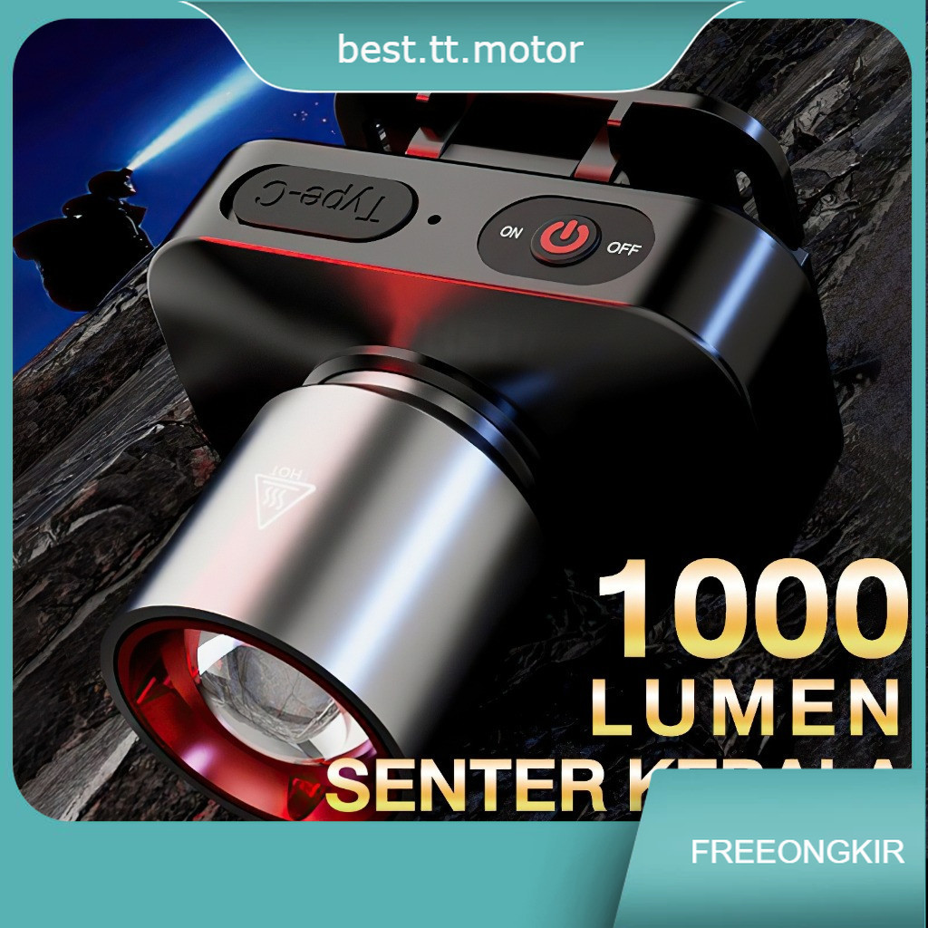 【Garansi 10 tahun】  Senter Kepala Cahaya Maksimal Plus RechargePro dengan USB Fokus & Penyebaran Zoo