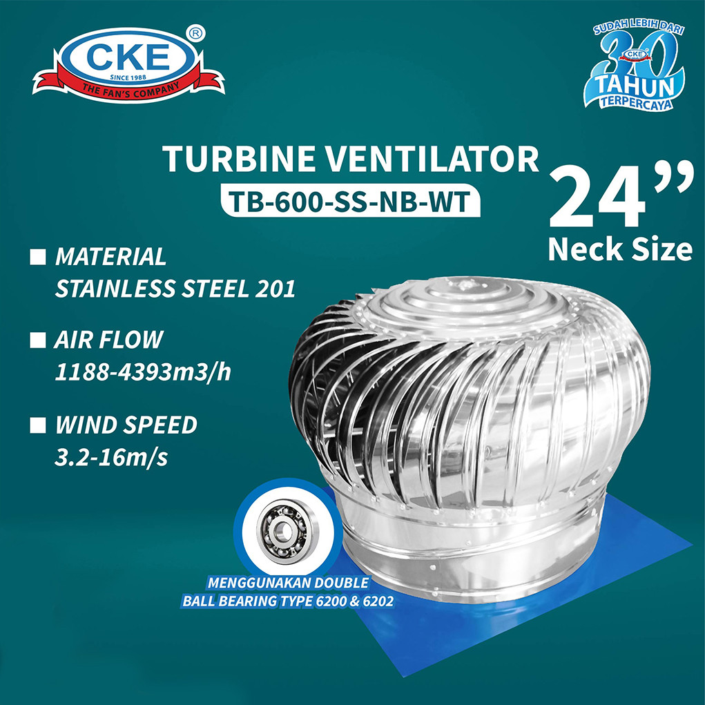 CKE Turbin Ventilator 24 Inch Turbine Roof Ventilasi Atap Rumah Pabrik