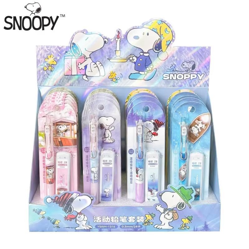 

6/24pcs Snoopy 0.5mm Mechanical Pencil Set Stationery Refill Not Easy To Break Lead Automatic Pencil Wholesale Gifts