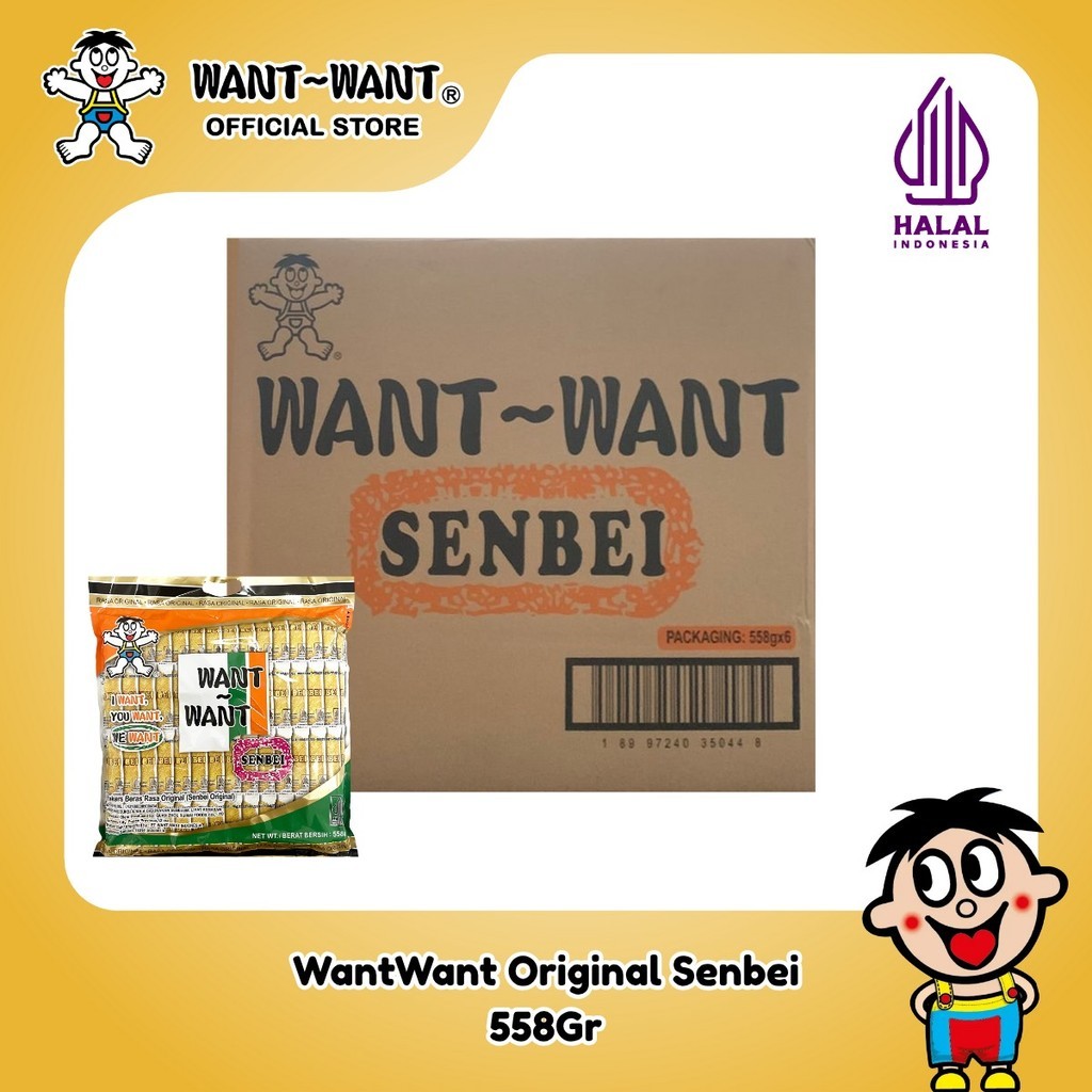 

Want Want Senbei Rice Cracker Original Party Pack 558Gr x 6 | Snack Beras | Kerupuk Beras
