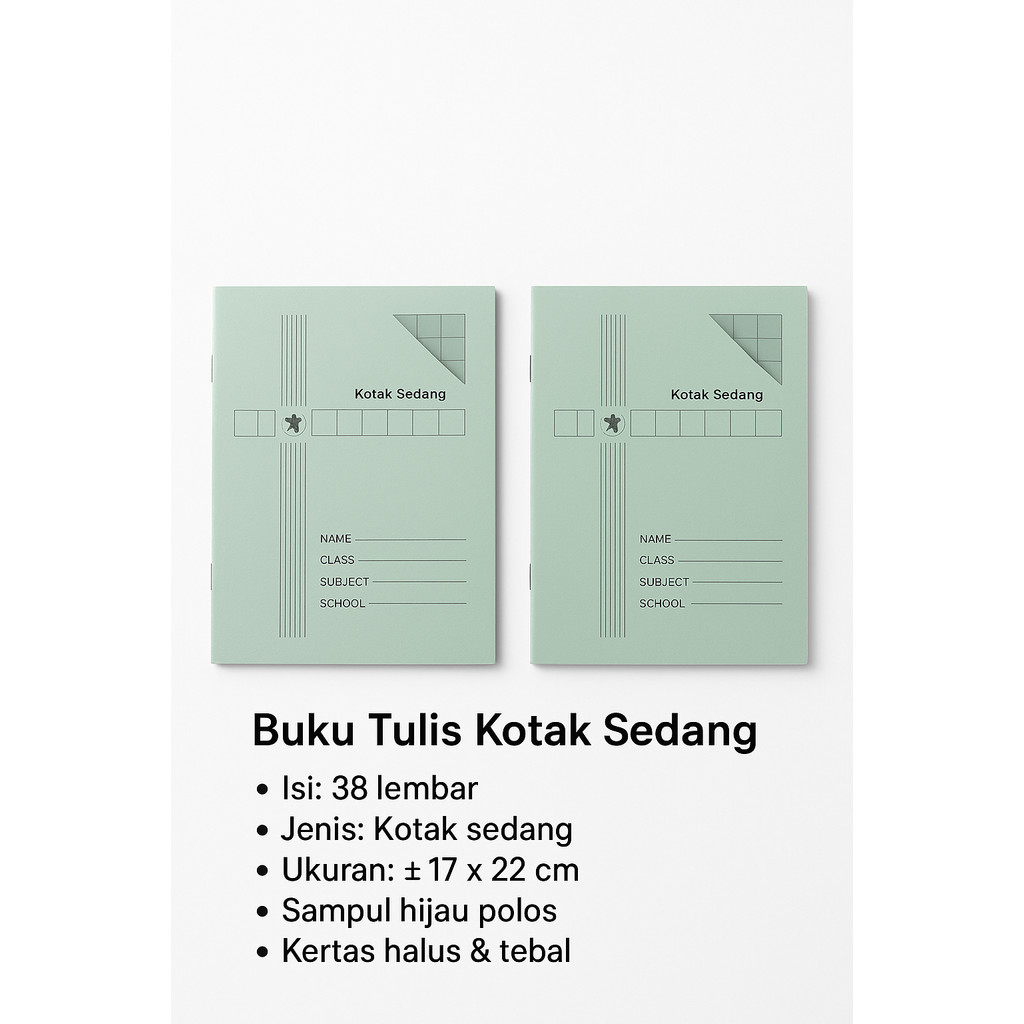 

Buku Tulis 38 Lembar Kotak Sedang Ukuran Kwarto (Buku Biasa)