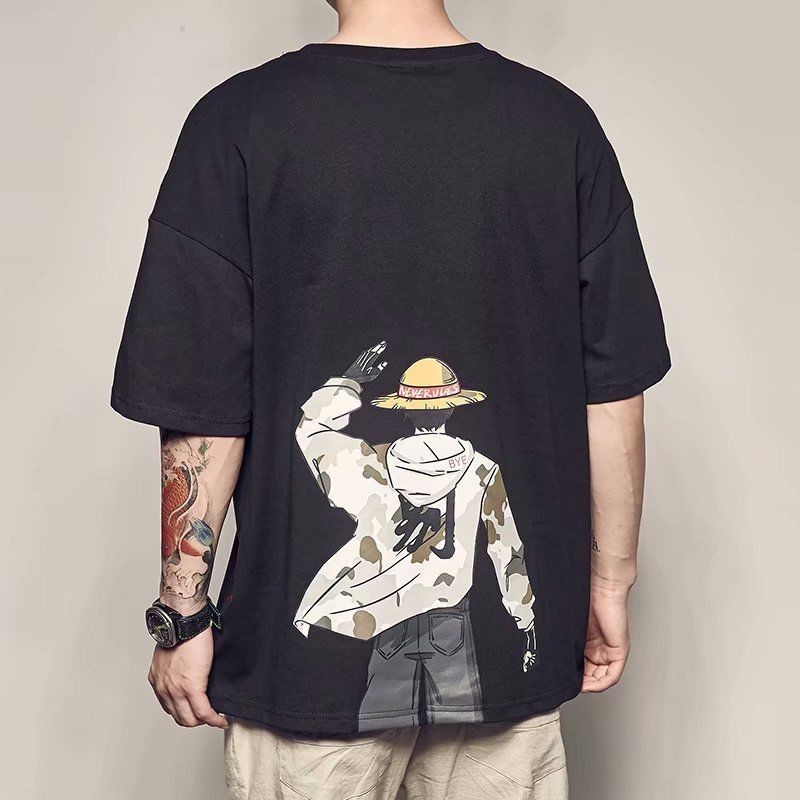 Kaos T-shirt Distro Anime Summer Japan fashion anime One Piece print short-sleeved T-shirt Men & Wom