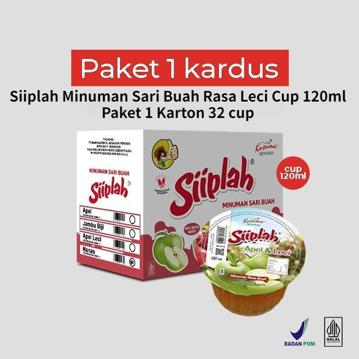 Siiplah Minuman Sari Buah Rasa Leci Cup 120ml Paket 1 Karton 32 cup