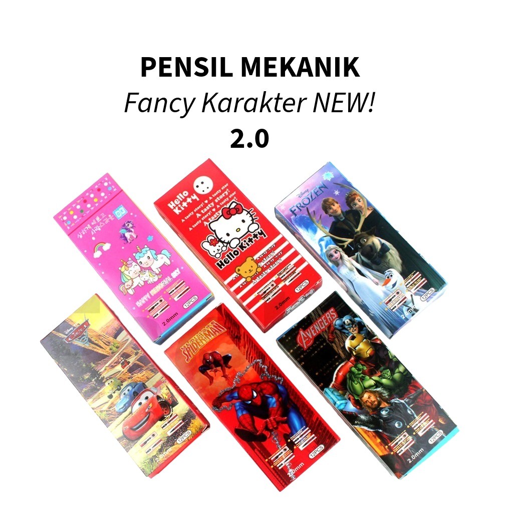 

❤️️Pensil / 12pcs pensil Mekanik fancy 2.0mm / Mechanical Pencil / Pensil Mekanik karakter❤️️