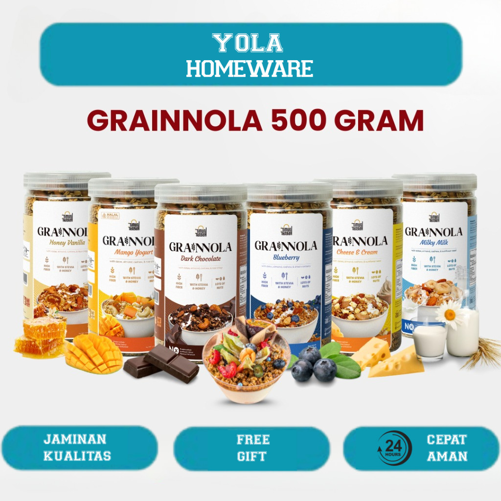 

Grainnola-Granola Timur Tengah 500 Gram - Granola Sereal Sarapan Oatmeal Cemilann Diet