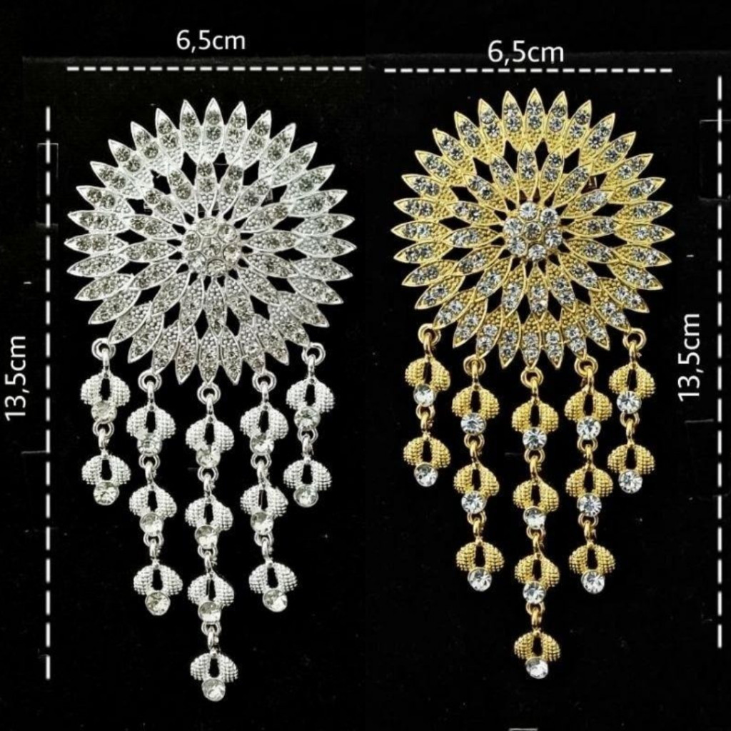Bros Kebaya Kutu Baru / aksesoris baju kebaya wanita  Bunga Susun matahari emas silver